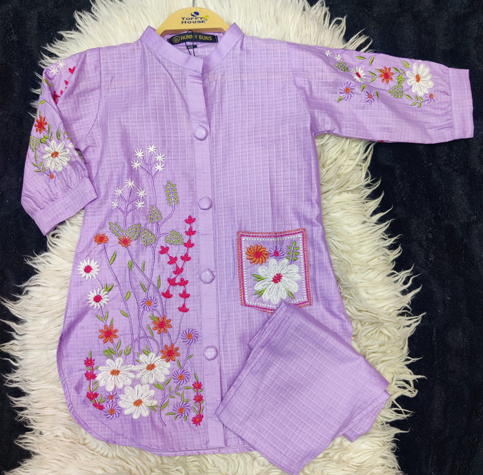 “Summer Chic – 2PC Cotton Embroidered Suit with Pocket”