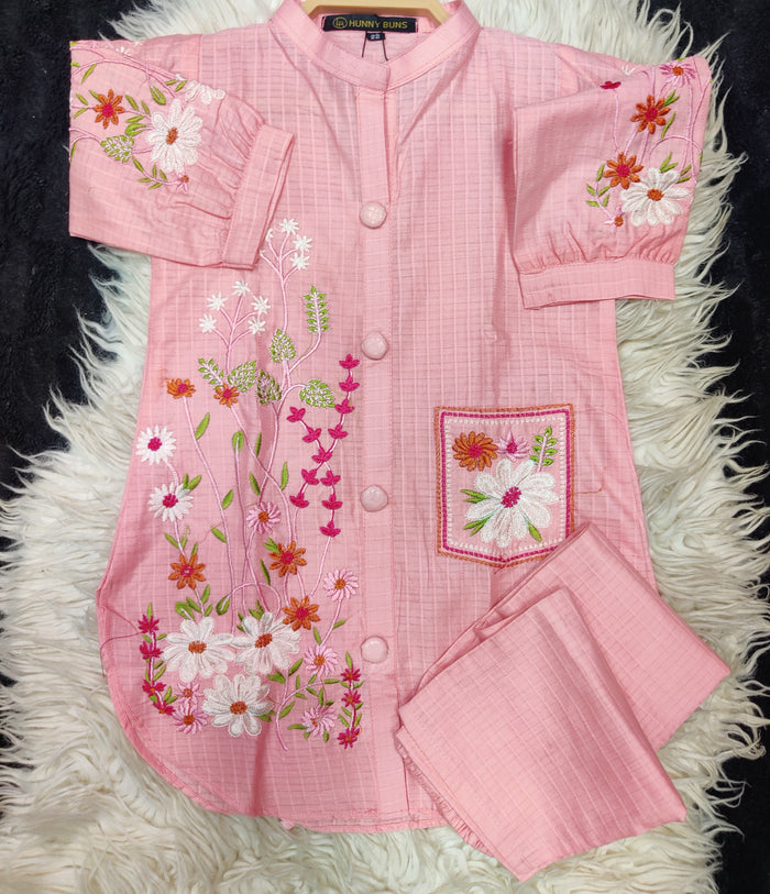 “Summer Chic – 2PC Cotton Embroidered Suit with Pocket”