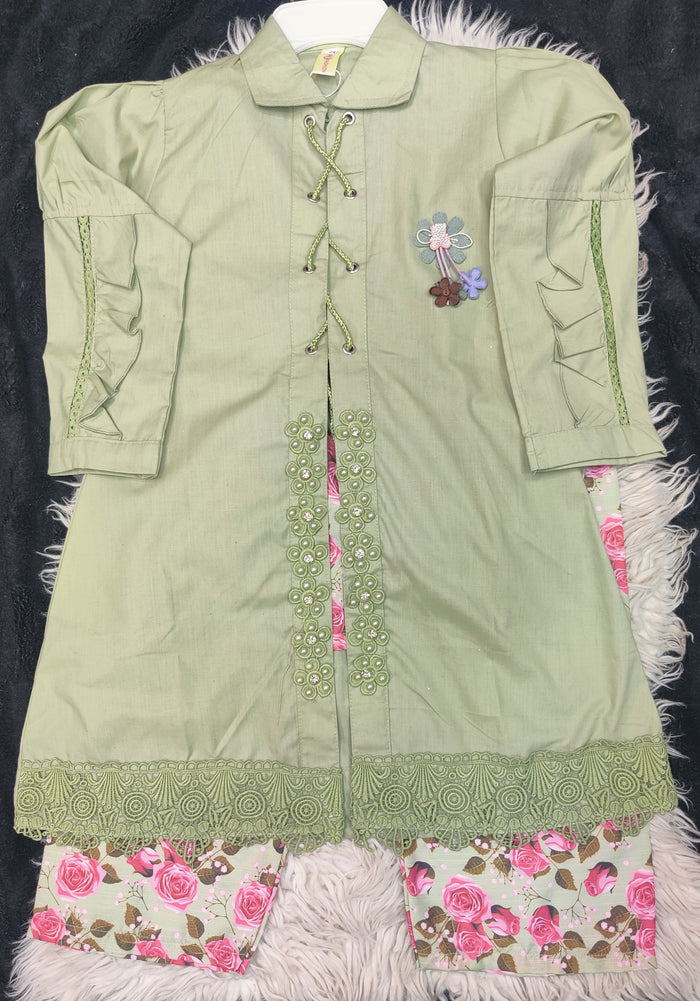Eid Chic 3PC – Western & Desi Fusion Suit (4–9 Years)