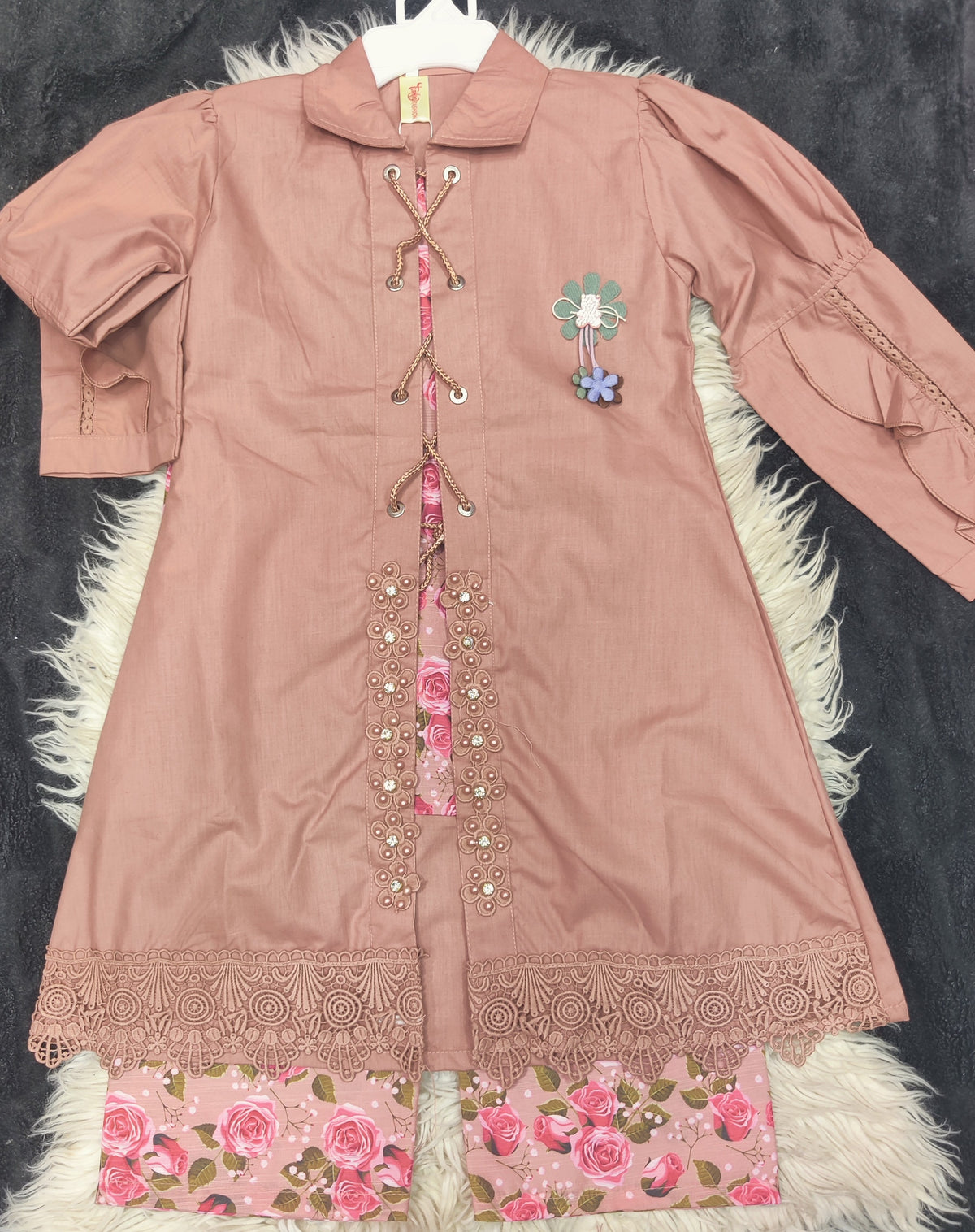 Eid Chic 3PC – Western & Desi Fusion Suit (4–9 Years)