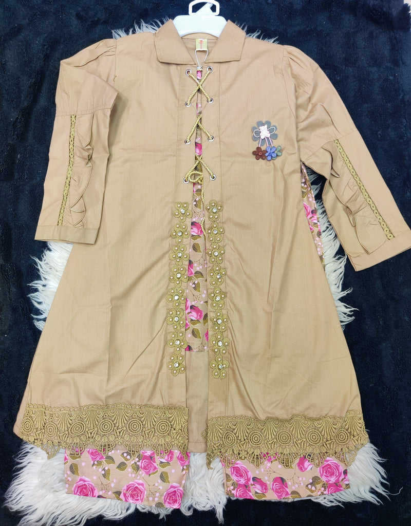 Eid Chic 3PC – Western & Desi Fusion Suit (4–9 Years)