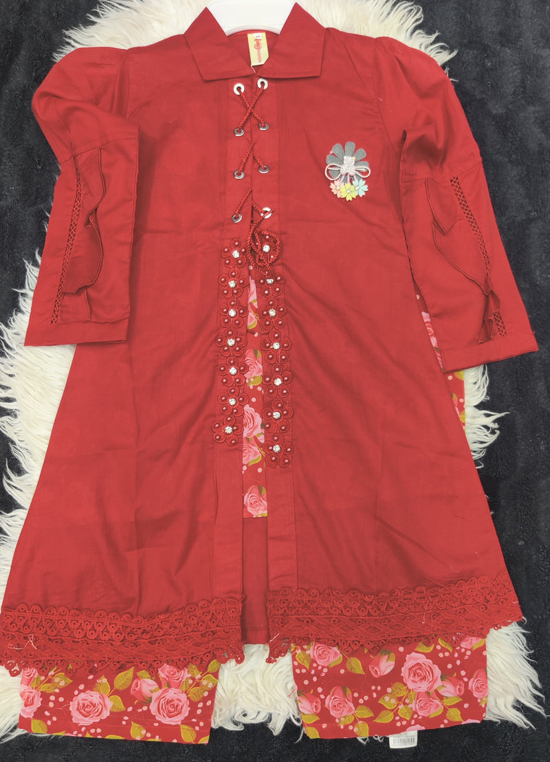 Eid Chic 3PC – Western & Desi Fusion Suit (4–9 Years)