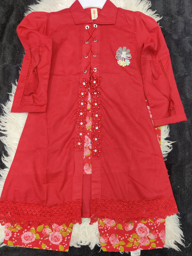 Eid Chic 3PC – Western & Desi Fusion Suit (4–9 Years)