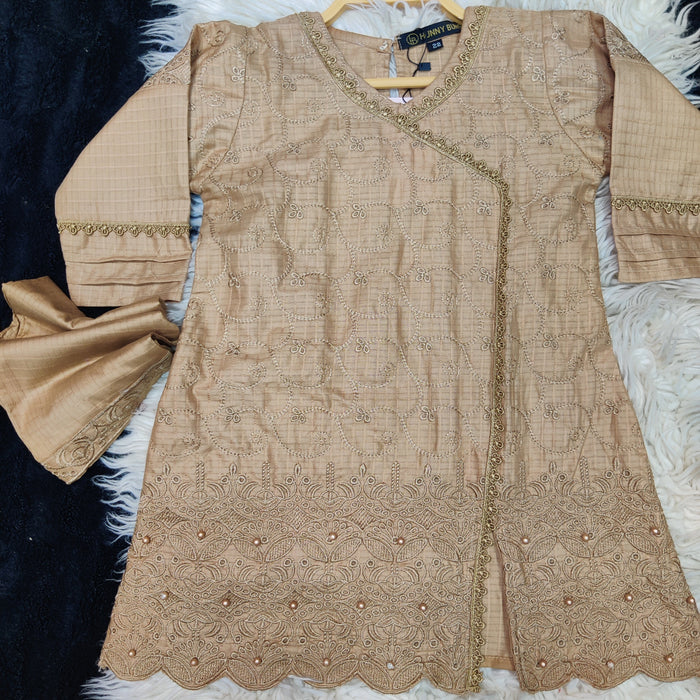 Blossom Breeze – 2PC Jacquard Chickenkari Suit for Girls